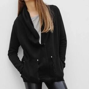 Wilfred‎ Gray Open Front Drape Cardigan Sweater Knit Studded Pockets Size L